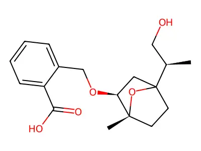2-(((1R,2S)-4-((2R)-1-Hydroxypropan-2-yl)-1-methyl-7-oxabicyclo(2.2.1)heptan-2-yl)oxymethyl)benzoic acid structure