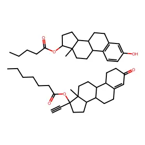 Estradiol valerate mixture with Norethindrone enanthate structure