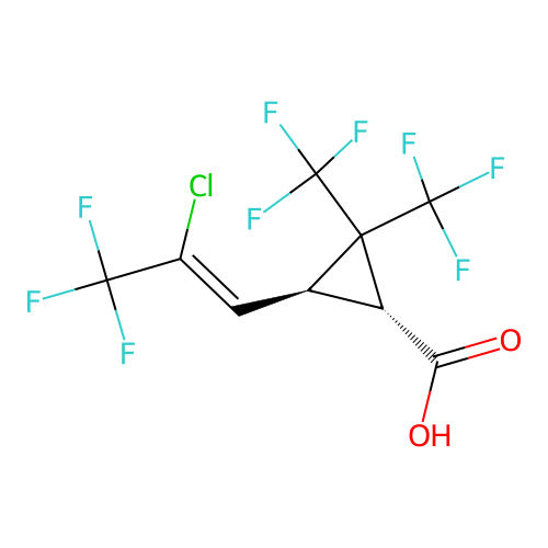 Cyclopropanecarboxylic acid, 3-(2-chloro-3,3,3-trifluoro-1-propenyl)-2,2-bis(trifluoromethyl)-, trans- structure