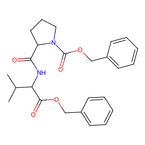 Carbobenzyloxyprolylvaline benzyl ester structure