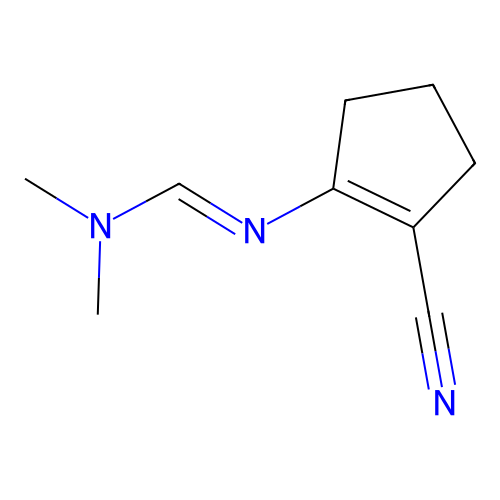 (E)-N'-(2-cyanocyclopent-1-en-1-yl)-N,N-dimethylformimidamide structure