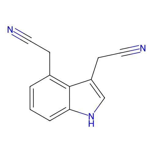 2-[3-(cyanomethyl)-1H-indol-4-yl]acetonitrile structure