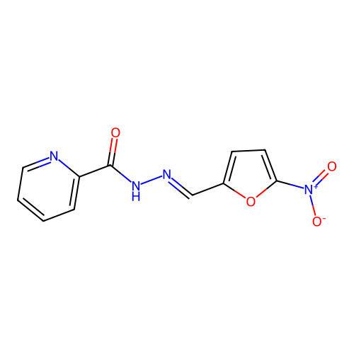 N-[(E)-(5-nitrofuran-2-yl)methylideneamino]pyridine-2-carboxamide structure