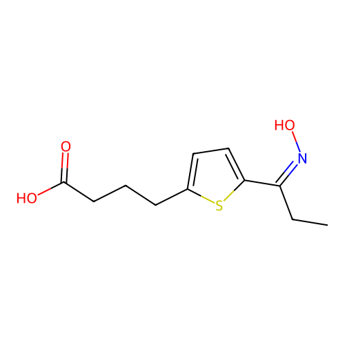 4-[5-(N-hydroxypropanimidoyl)-2-thienyl]butanoic acid structure
