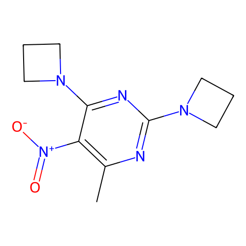 2,4-Bis(azetidin-1-yl)-6-methyl-5-nitropyrimidine structure