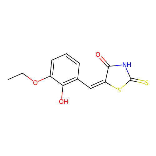 (5E)-5-(3-ethoxy-2-hydroxybenzylidene)-2-mercapto-1,3-thiazol-4(5H)-one structure