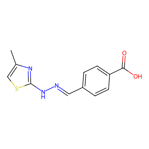 4-[[(4-Methyl-1,3-thiazol-2-yl)hydrazinylidene]methyl]benzoic acid structure