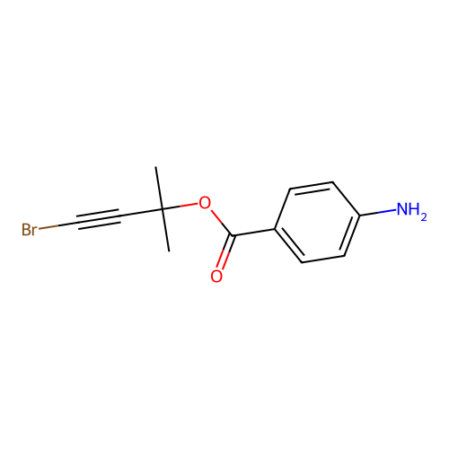 3-Butyn-2-ol, 4-bromo-2-methyl-, p-aminobenzoate structure
