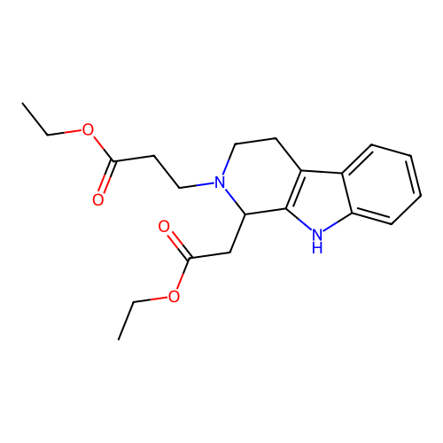 3-(1-Ethoxycarbonylmethyl-1,3,4,9-4H-beta-carbolin-2-YL)-propionic acid ET ester structure