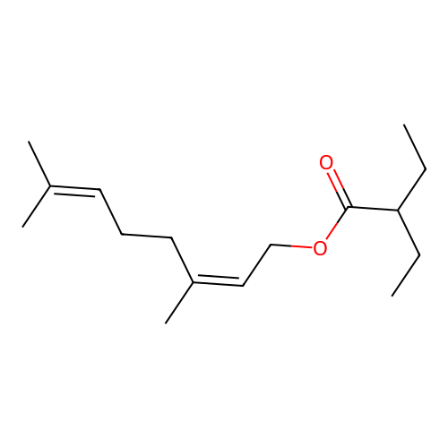 3,7-Dimethyl-2,6-octadien-1-yl 2-ethylbutanoate structure