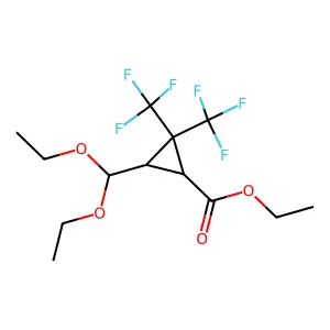 Ethyl (1R,3R)-3-(diethoxymethyl)-2,2-bis(trifluoromethyl)cyclopropane-1-carboxylate structure