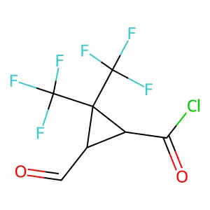 (1R,3R)-3-Formyl-2,2-bis(trifluoromethyl)cyclopropane-1-carbonyl chloride structure