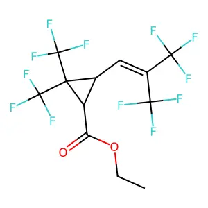 Cyclopropanecarboxylic acid, 2,2-bis(trifluoromethyl)-3-(3,3,3-trifluoro-2-     (trifluoromethyl)-1-propenyl)-, ethyl ester, trans- structure