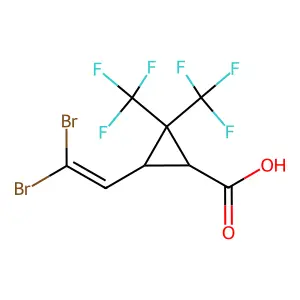 (1R,3S)-3-(2,2-dibromoethenyl)-2,2-bis(trifluoromethyl)cyclopropane-1-carboxylic Acid structure